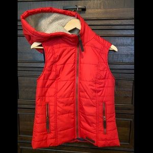 Red Puffer Vest w/ Hood (womens)